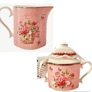 🎀HOST PICK🎀  NWT- Pulchritudie- Cottage Rose Porcelain Sugar & Creamer Set